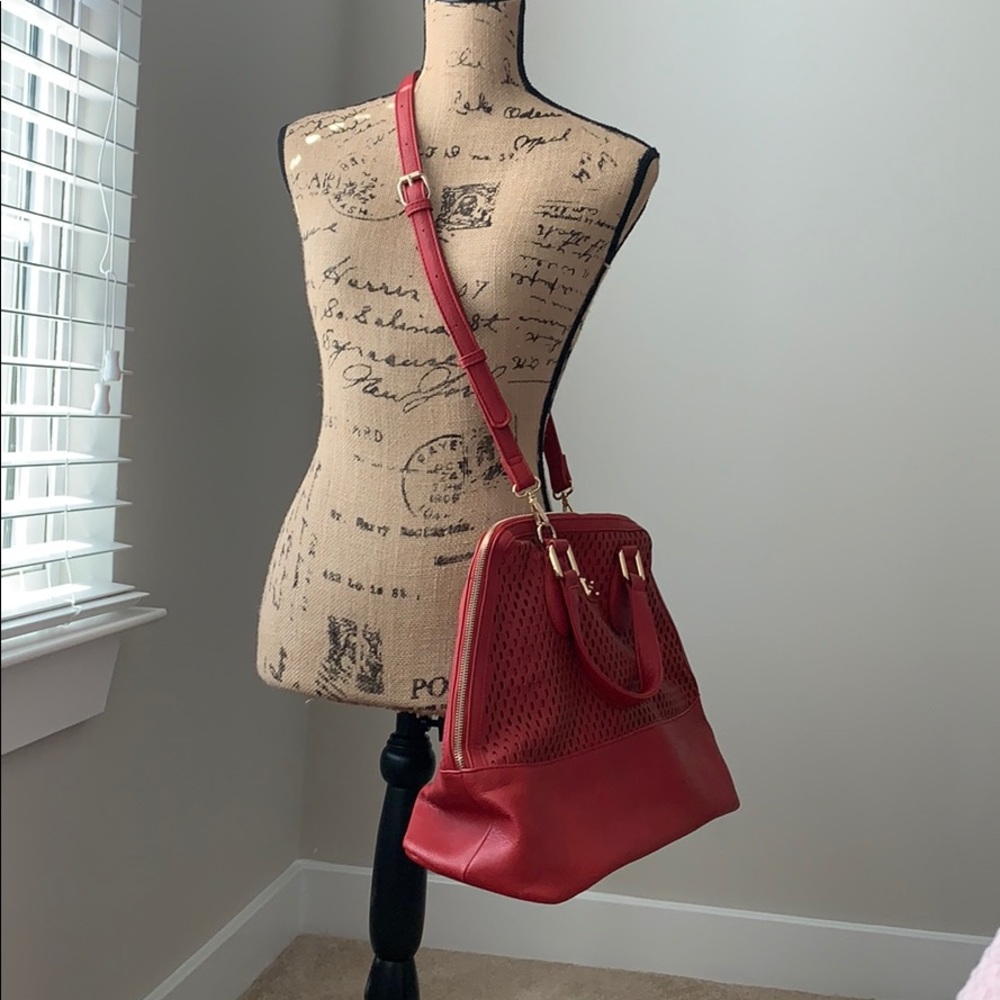 Red genuine leather purse